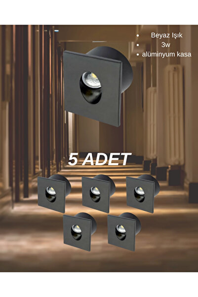 Cata CT-5179 Ledli Koridor Aydınlatması Siyah Kasa Beyaz Işık- 5’li Paket