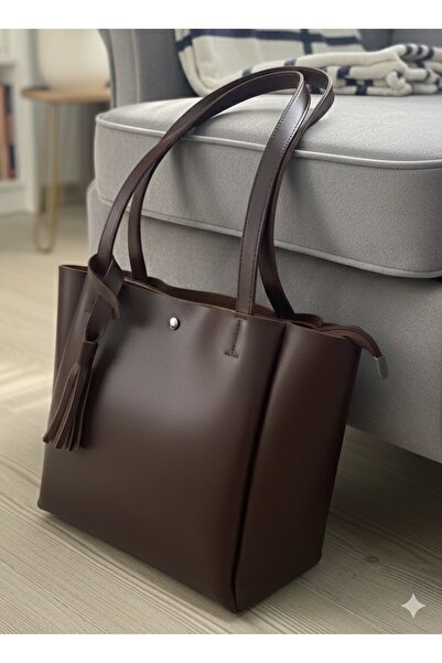 Madame Three-Compartment Women's Handbag Quality Faux Leather Shopper