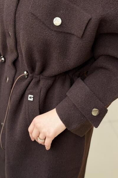 Ghisa Mock Neck Snap Fastener Coat with Pocket Detail