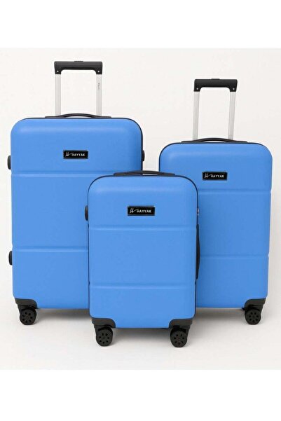Hayyak HYK-02 Set of 3 Luggage | ABS Hardside Trolley | 20/24/28 Inch | Blue