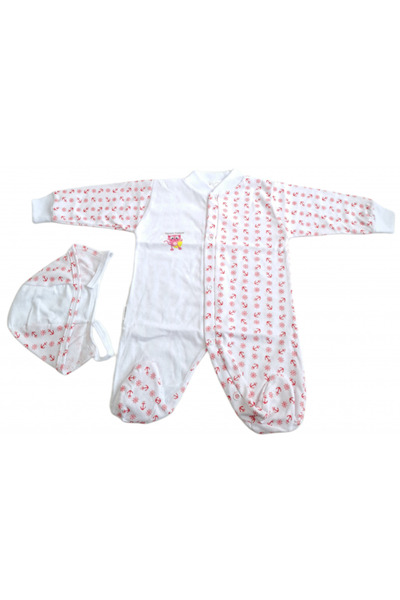 Bubu Kids Creations Jumpsuit with hood – White with Printed