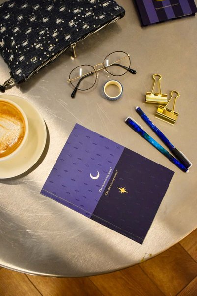 Paper Lab Studio Paper Lab Moon and Star Aesthetic American Skin Dotted Notebook (A5)