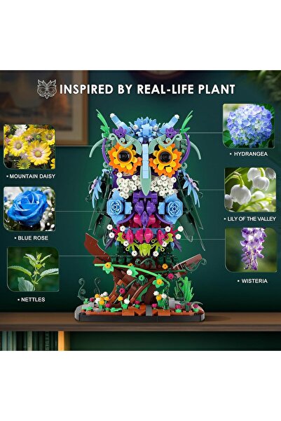 OEM JOJO&Peach Floral Owl Building Set, 1193 Pieces — Floral Animal MOC Model 10+