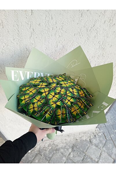 sevimliflower yeşil renk kelebek buketi led ışıklı sevgiliye eşine dostuna he...