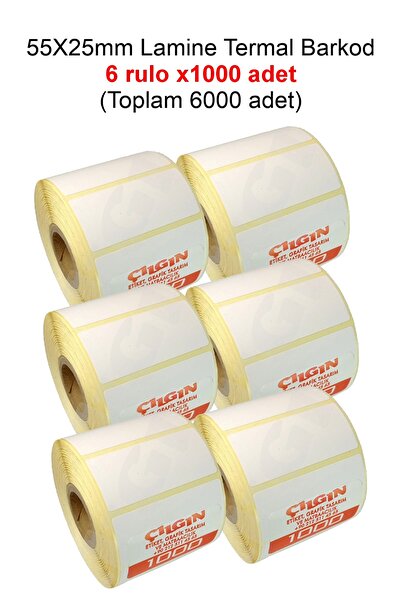 Çılgın Etiket 55x25 mm Lamine Termal Barkod Rulo Etiket Sticker