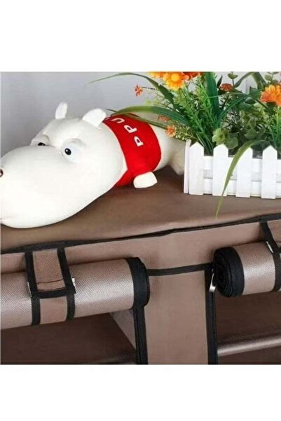 BLOOMING TIME Double Row Non Woven Simple Shoe Rack, Simple Installation, Large Space Capacity, Brown