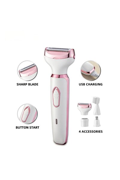 Solimpia 4 in 1 Women's Body Hair Removal Electric Shaver for Face Nose Legs Electric Razor for Women