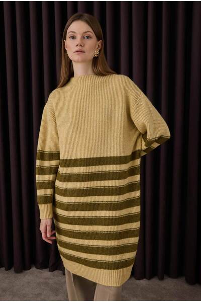 HEQA Thin Striped Long Sweater Butter-Moss
