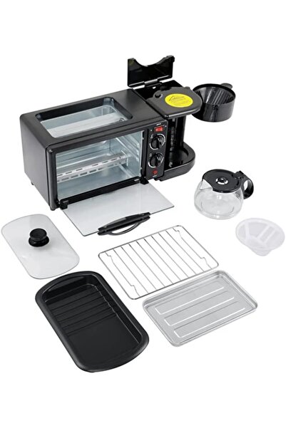 Generic MIRHA 3-in-1 Multifunctional Breakfast Maker 1250W with Drip Coffee Machine, Oven & Top Tray