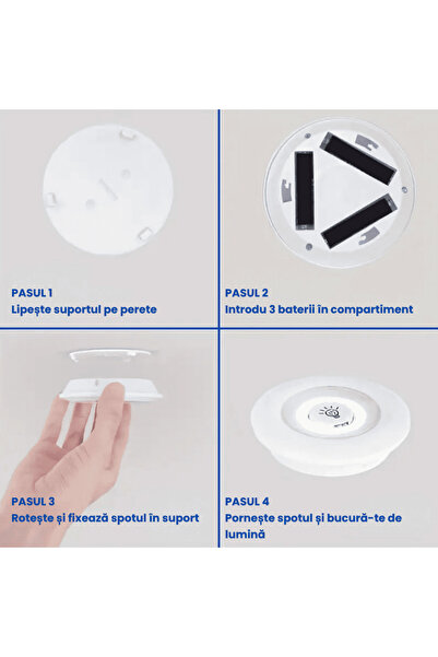 OferteTop Set of 3 LED Spotlights with Remote Control, No Cables, Adjustable Intensity and Easy Installation