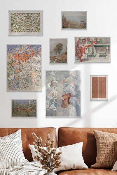 Postifull Çerçeveli Poster Seti, 8 Adet Beyaz Çerçeve ve Poster Retro Temalı ...