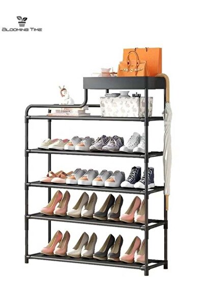 BLOOMING TIME رف أحذية مكون من 6 طبقات مع رف من طبقة واحدة، مناسب لمدخل المنز...