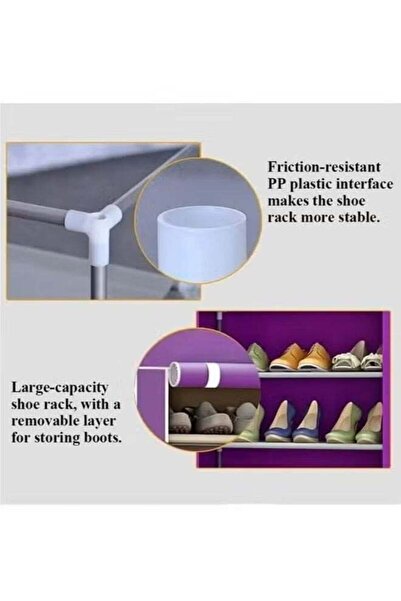 BLOOMING TIME Double Row Non Woven Simple Shoe Rack, Simple Installation, Large Space Capacity, Brown