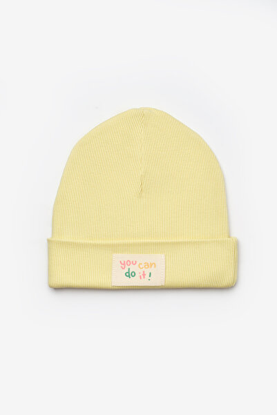 Le Mabelle Yellow Children's Beanie with You Can Do It Motto