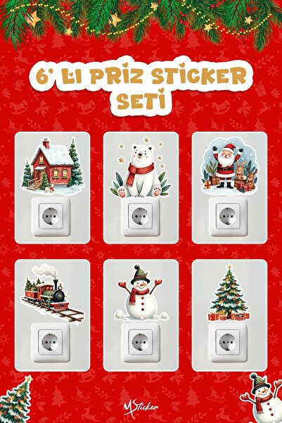 MSticker 6-пакет міні-наліпок на тему Нового року Наліпки на Новий рік Набір міні-наліпок на Новий рік Поїзд на Новий рік
