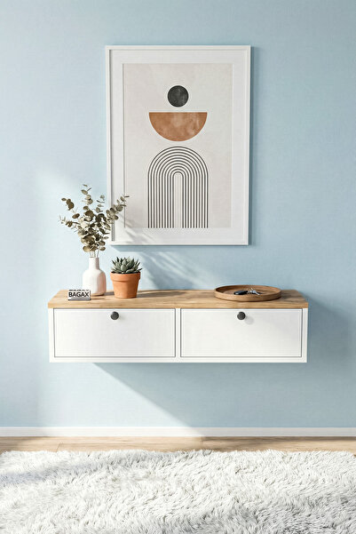 BAGAX Çift Kapaklı Modern Dresuar Antre Hol Dekoratif Dresuar Mobilya 90 CM