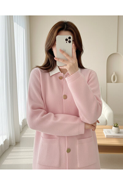 MissRunin Önü Düğmeli Çift Cepli Yumoş Triko Hırka