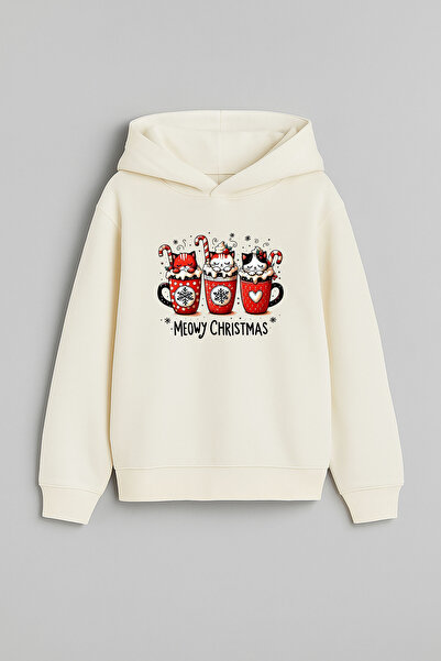 MODA 2026 Nova godina Deda Mraz Nova godina Božić Štampano Ecru dukserica sa ...