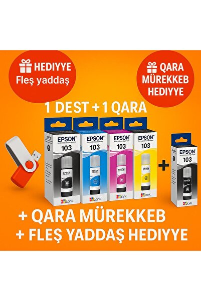 EPSON 103 L5290,l3266,l3260,l3256,l3251,l3250,l3211 4 Renk Mürekkep Takımı 65ml