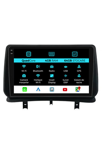 NavStore Navigatie Dedicata Renault Clio 3 (2005-2014),QuadCore, 9Inch, 4Gb Ram, 64Gb Stocare, Carplay