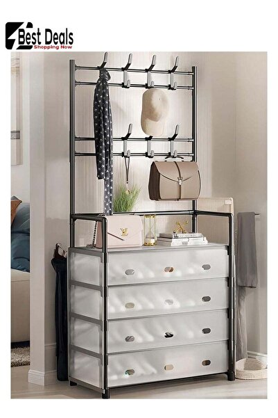 Generic Shoe Hat Rack - 8 Hooks, 5-Layer Dust-Proof Shoe Rack for Bedroom, Corridor, Office, Entrance