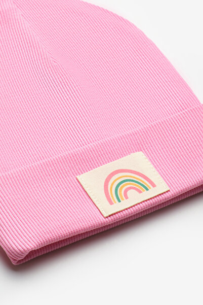 Le Mabelle Pembe Gökkuşağı Mottolu Çocuk Bere