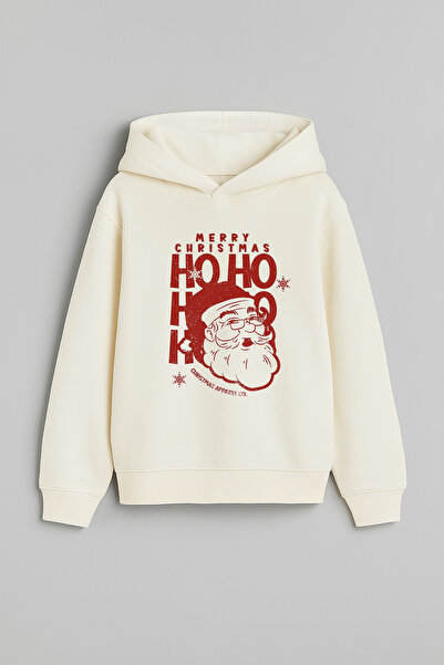 MODA 2026 Nova godina Deda Mraz Nova godina Božić Štampano Ecru dukserica sa ...