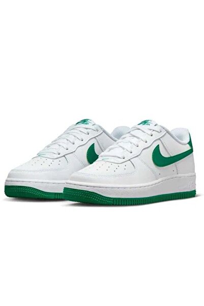 Nike Air Force 1 Af1 Gs Leather Unisex Sneaker Green Swoosh Genuine Leather Casual Sports Shoes White a