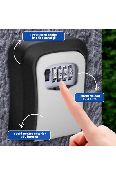 OferteTop Secure Key Box with Adjustable Code, Burglar Protection and Wall Mounting