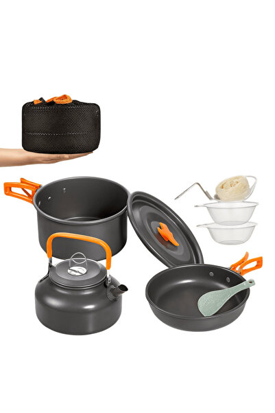 OferteTop Set de Gătit Portabil pentru Camping din Aluminiu Antiaderent, Ușor...