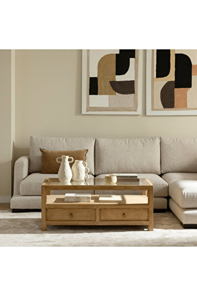 Creawood Rustik Masif Meşe Orta Sehpa