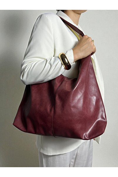 Cersei Women's Burgundy Large Size Shoulder and Tote Bag - Large Volume