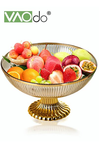 VAODO Fruit Bowl Modern Creative Transparent Amber Plastic Fruit Basket Decor...