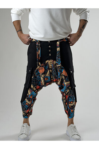 COCOPELLI Garni Design Men's Black Music Patterned Sports Baggy Pants Coc2619