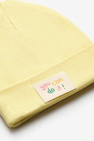 Le Mabelle Yellow Children's Beanie with You Can Do It Motto