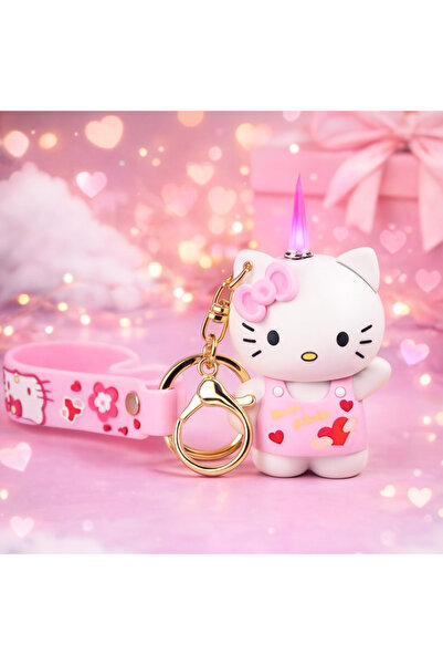 Wishing Accessory HELLO KİTTY Çakmak Pürmüzlü Pembe Ateşli Anahtarlıklı