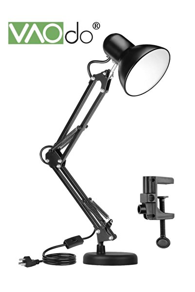 VAODO مصباح مكتب معدني قابل للتعديل على شكل رقبة أوزة وذراع متأرجحة مع قاعدة ...