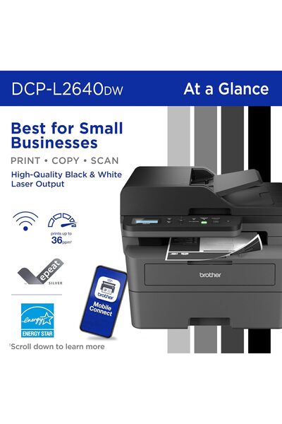 Brother DCP-L2640DW Wireless Monochrome Multi-Function Laser Printer (Copy/Scan/Duplex)