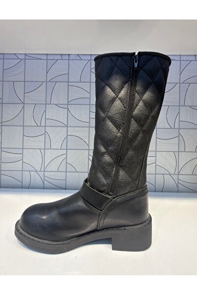 Riccardo Colli Harley Women's Black Genuine Leather Boots Zippered Long Boots