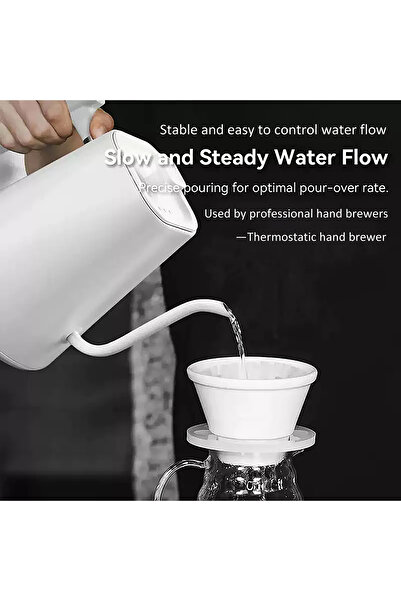 KADRAMA 1000 mL Electric Gooseneck Kettle, 1200W V60 Coffee Kettle , Temperature Control, White