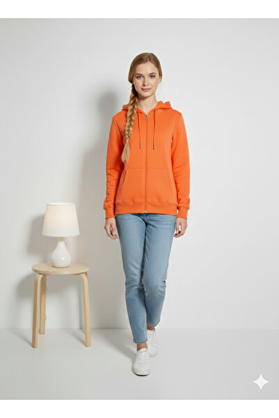 ribana Unisex 3 Thread Cotton Regular Fit Comfortable Fit Hooded Zippered Thick Cardigan with Fleece Inside Fleece-Lined