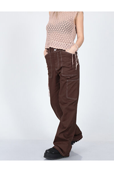 PIECES Pants, Brown