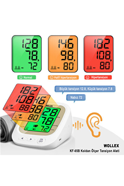 WOLLEX Witali Türkçe Konuşan & Renkli Ekranlı Dijital Tansiyon Aleti Pilli ve Hafızalı