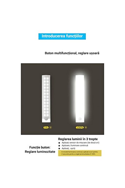 AHA PRINT LED SLIM Lamp with Light & Motion Sensor, AHA PRINT, 40 cm, Adjustable Intensity, Magnetic Mount
