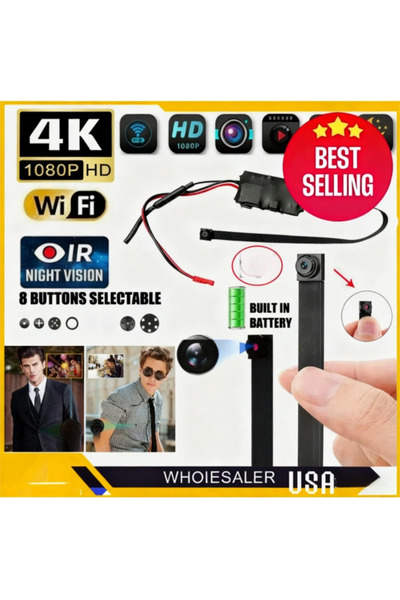 Electronic SPY كاميرا صغيرة بدقة 1080 بكسل - رؤية ليلية بالأشعة تحت الحمراء لمراقبة ورش الدهانات (تحسين المنزل)