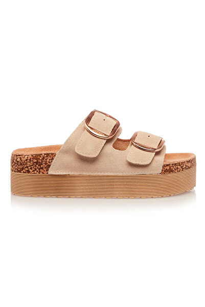 MANGATA Isteria Beige Low Sandals Made of Genuine Leather