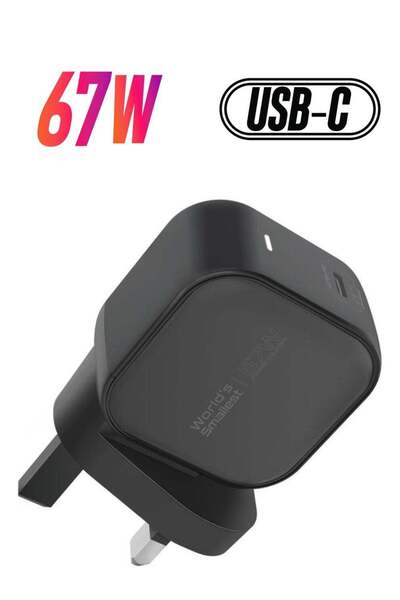Promate iPhone Charger, 67W Super-Speed USB-C GaNFast Charger Black