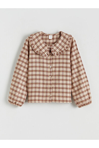 LC Waikiki Peak Yeni Sezon Bebe Yaka Ekose Kız Çocuk Gömlek