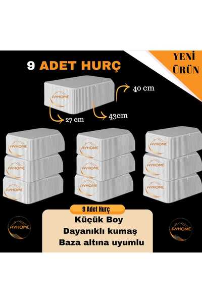 AYHOME 9 Adet Antrasit Gri Çizgili Baza Çekyat Tipi Altına Uyumlu Hurç 43 X 4...
