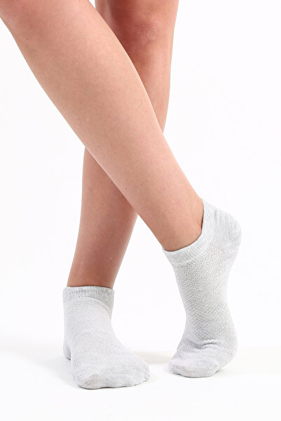 The huez 3-Piece Cotton Anti-Sweat Women's Socks, Soft Booties Socks with Breathable Mesh on the Top Layer (Grey)